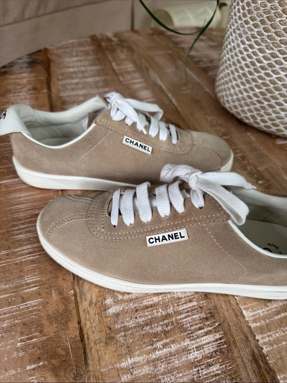 Chanel Interlocking CC Logo Suede Sneakers Size 39